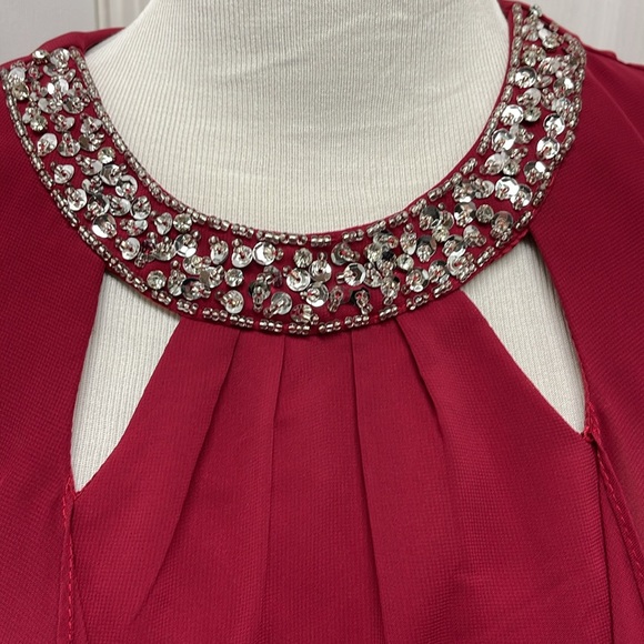 TS Couture Sheath Chiffon Sleeveless Midi Dress Size 14 NWT - Picture 2 of 15